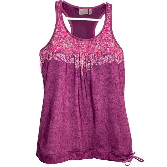 Athleta Tinker Tank Racerback Berry Pink Paisley High Support Mesh Bra Medium - Picture 2 of 6